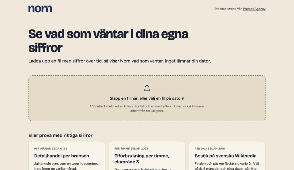 Norn med en yta att släppa en fil på och exempel med riktiga siffror